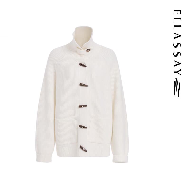 ELLASSAY Women's 100% Lamb Wool Adjustable High-Neck Knit Sweater