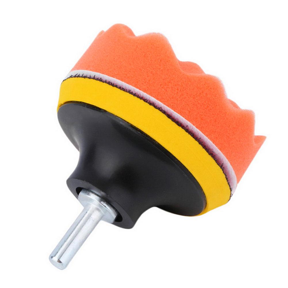 Jeu de 6 tampons de polissage de 4 pouces avec adaptateur pour perceuse M10 pour polissage de voiture, cirage, tampons de polissage Orange Blanc Laine Mousse
