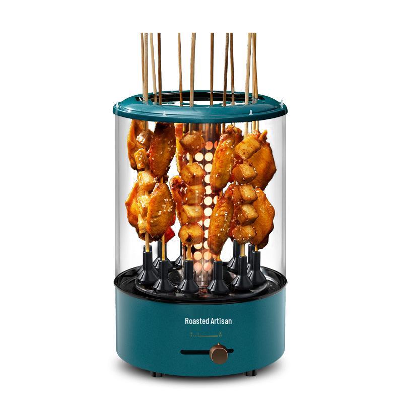 Electric Smokeless Indoor Rotating Skewer Grill with Temperature Control