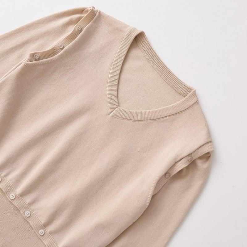 European and American Style New Women's Fashionable Versatile Button Decoration Detachable Long-sleeve V-neck Knit Sweater