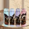 1PC Burning Tiger Flame Wild Animal Art 750ml Color Plastic Sports Water Bottle Leakproof Flip Straw Lid Suitable for Sports Office Home Use
