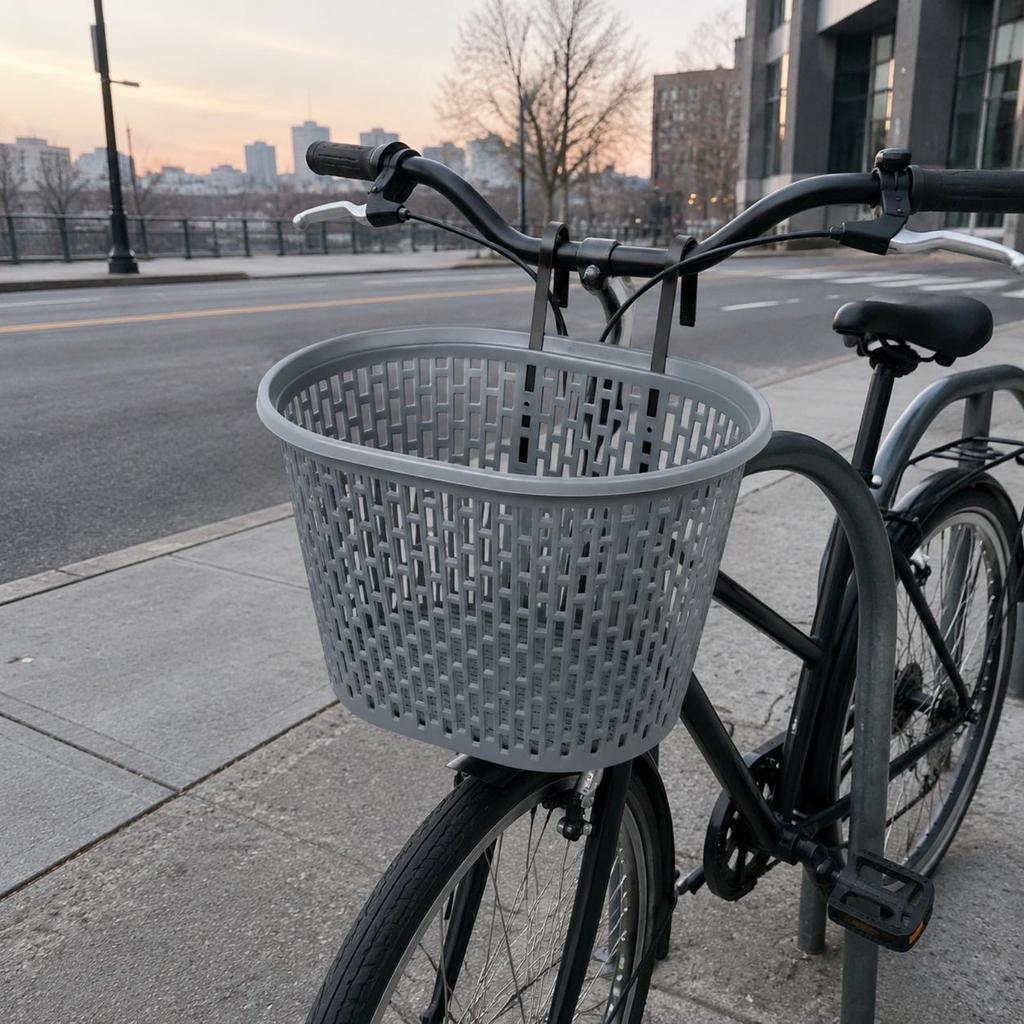 Plastic Cycle Basket Foldable Handlebar Basket Large Capacity Sturdy For Commuting