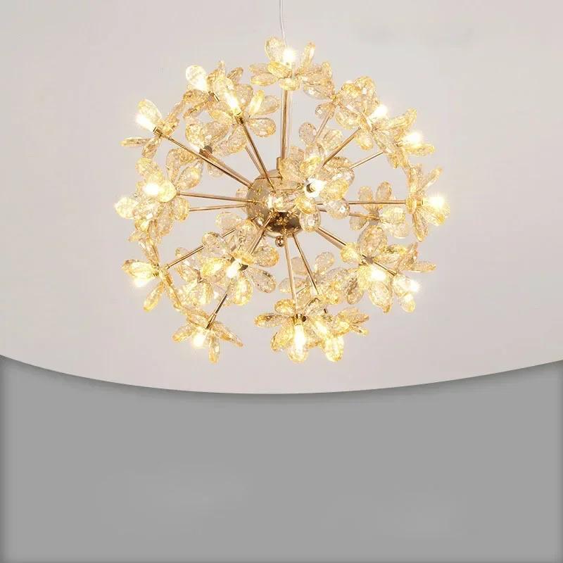 W1917 Modern Luxury Crystal Chandelier Dandelion Round Ball Pendant Ceiling Lamp for Dining Living Room Hanging Light New