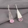 Naturalny Kamień Chalcedon Różowy Srebro Próby 925 Biżuteria Ręcznie Robione Kolczyki 1,9" EE-165-18