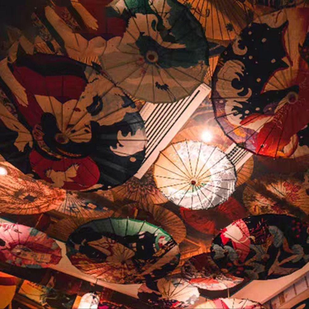 Vintage Chinese Silk Umbrella Decorative Hanging Dance Umbrella Durable Stick Umbrella  Photography