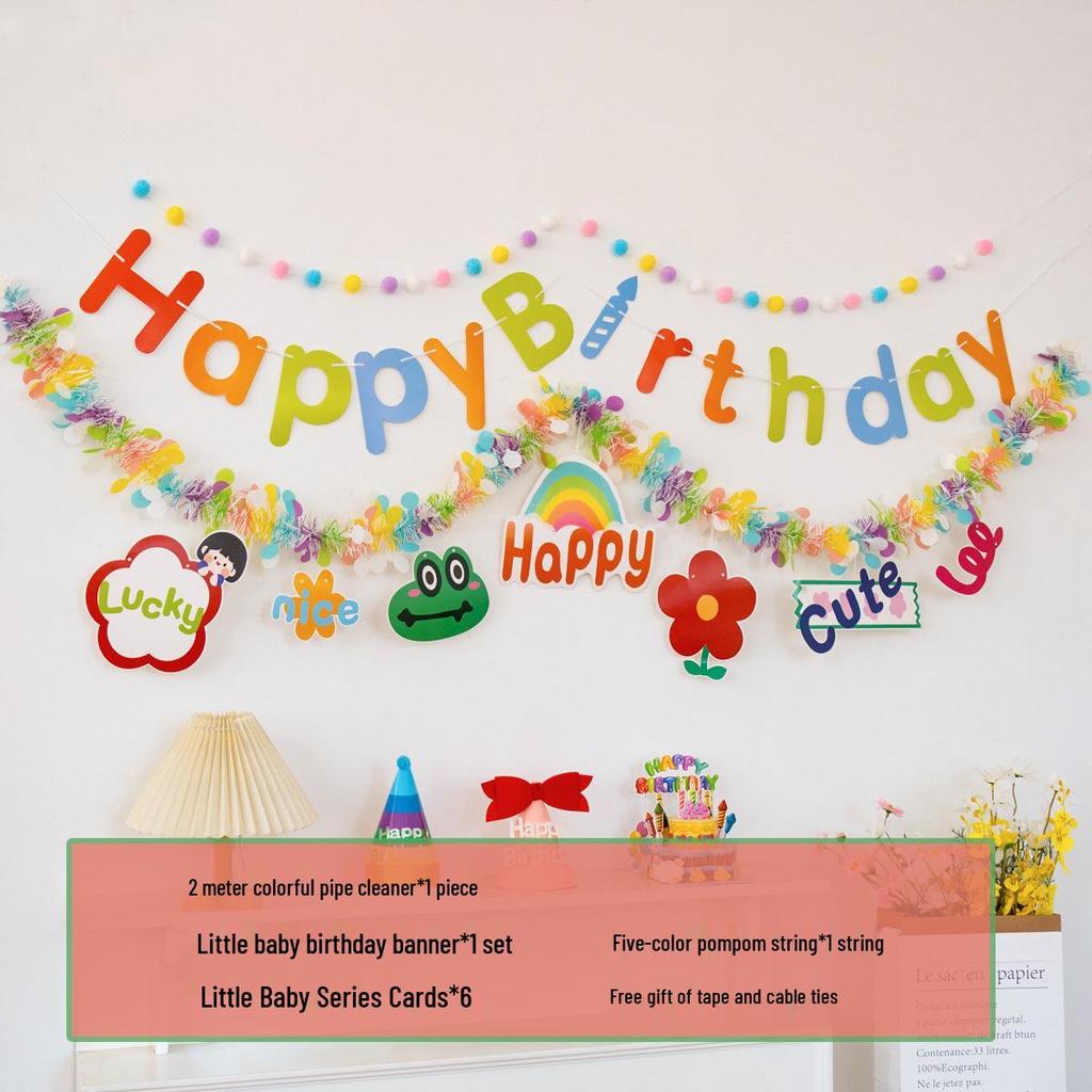 First Birthday Pom-Pom Bunting & Photo Banner for Boys and Girls