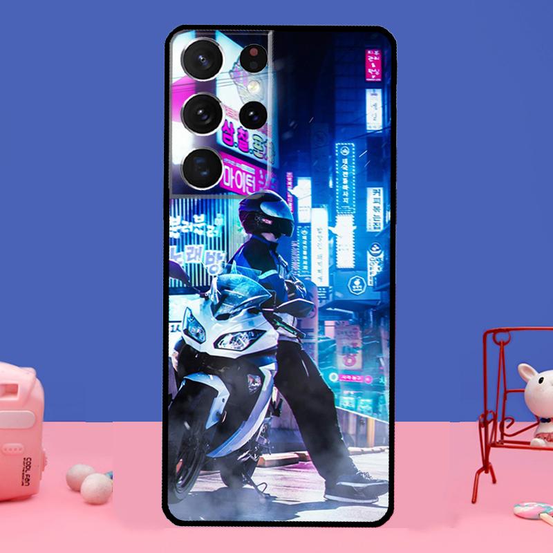 Neon Motorcycle Biker For Samsung Galaxy S20 FE S21 Ultra Note 20 S8 S9 S10 Note 10 Plus S22 Ultra Case Cover