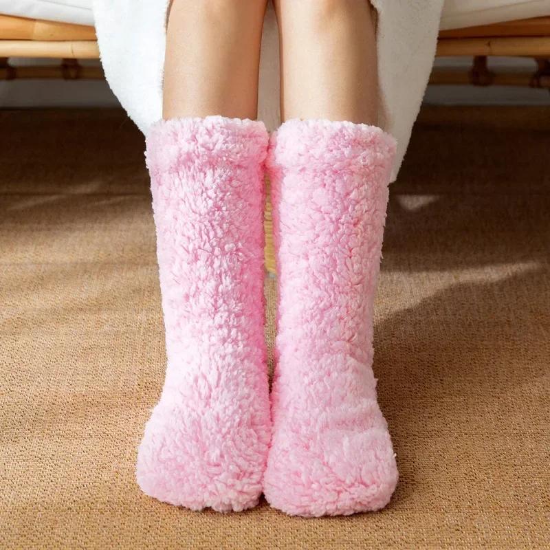 Soft Knitted House Socks Adults Warm Winter Floor Socks Non Slip Sleep Socks Cozy Home Slipper Socks Indoor Booties
