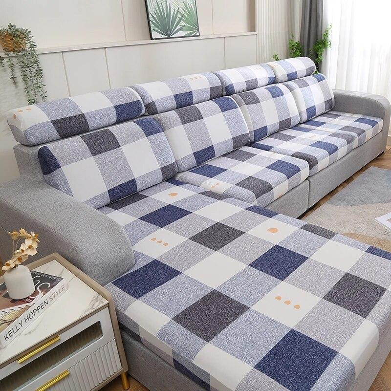 Stretch-bedruckter Stretch-Sofa-Sitzkissenbezug, Rückenlehnenbezug, Schutz für Couch, Sofabezug, L-Form, Chaselong-Schonbezüge
