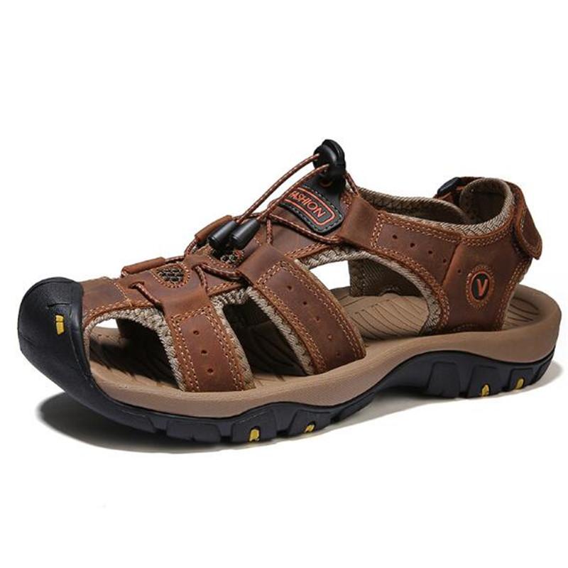 Summer Genuine Leather Sport Sandals Men Trekking Hiking Climbing Casual Sneakers Male Outdoor Soft Roman Wading Beach Shoes