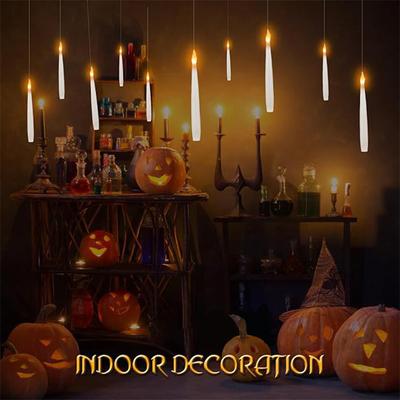 Decoração de Halloween Velas LED Flutuantes 10/20Pc Vela Cintilante Sem Chama com Varinha Mágica Controle Remoto Para Natal Aniversário