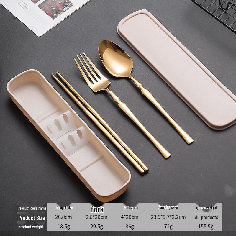 Slim Waist Portable Stainless Steel Cutlery Set: Spoon, Fork, Chopsticks - Japanese Tableware for Students