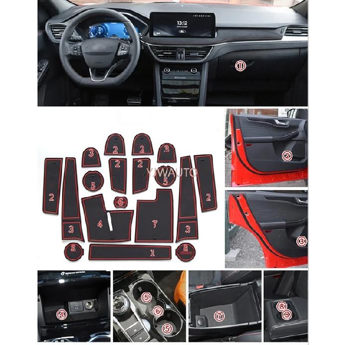 Door Slot Mat for Ford Escape Gate Groove Cushion Car Door Rubber Cup Holder Mats Anti-slip Carpets Position