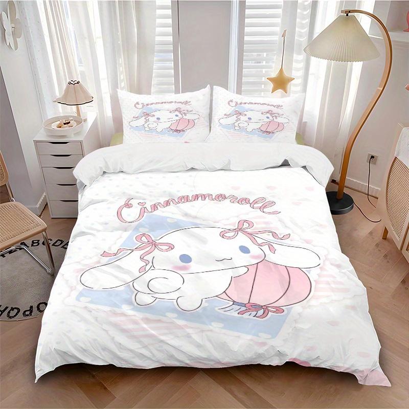 3pcs Lantern Cinnamoroll Ideas Bedding Set - 1 Soft Quilt Cover + 2 Pillowcases, Machine Washable - Suitable for All Seasons, Perfect Gift F