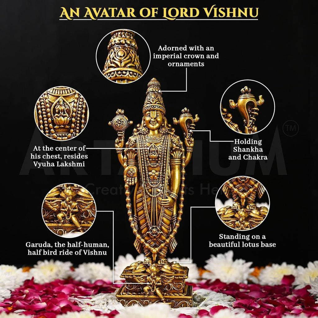 Venkateshwar Balaji Idol Tirupati Balaji Idol Venkateshwar Balaji Murti Venkateswara Statue Malaiyappa Statue Venkateswara Swamy for Car Dashboard
