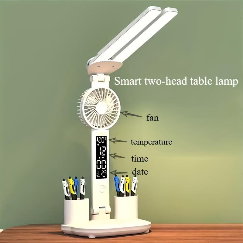Multifunctional Dual-Head LED Desk Lamp, Multifunctional Fan Desk Lamp, Multifunctional USB Pen Holder Lamp, 3 Modes, Reading Light, Fan Light