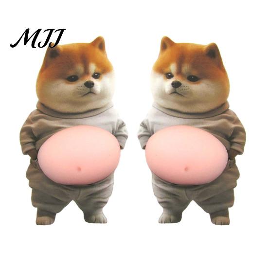 Anti-collision Sticker 1 Pair 3D Belly Dog Anxiety Stress Relief Elastic Tummy Cartoon Puppy Decal Fat Animal