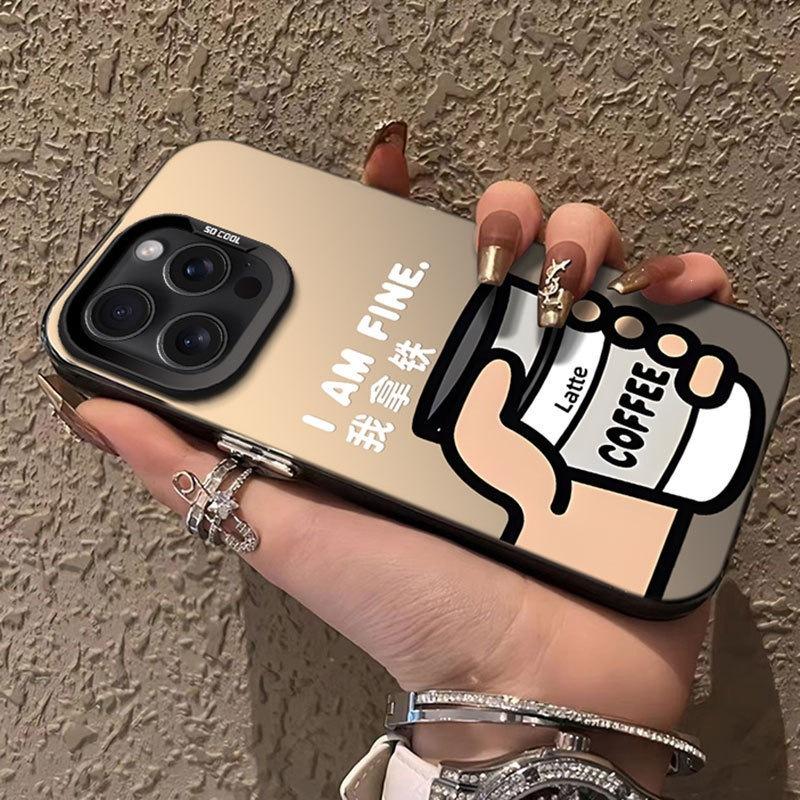 Applicable To Apple iPhone16/14/13/12/11ProMax Ice American 15Pro/7/8 Mobile Phone Case Coffee