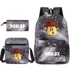 Roblox Backpack Set 3-Piece School Bag Travel Bag Student Bookbag for Boys Girls Adults Black