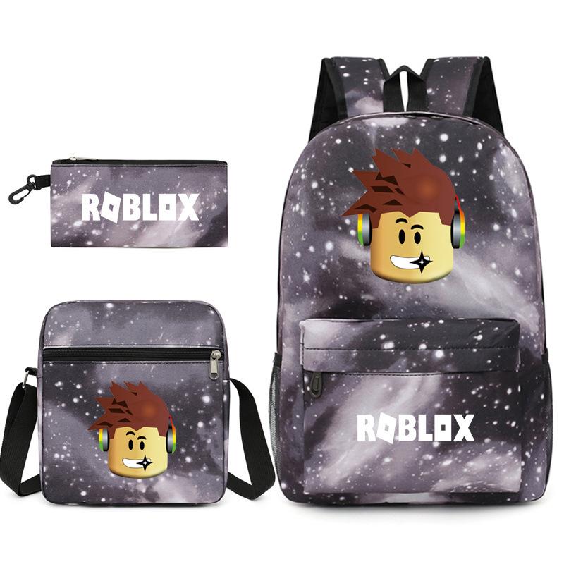 Roblox Backpack Set 3-Piece School Bag Travel Bag Student Bookbag for Boys Girls Adults Black