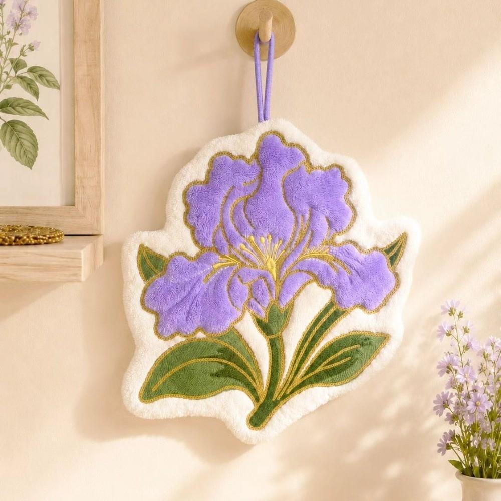 Gifts Coral Fleece Flower Hand Towel Hanging Loop Floral Pattern Hand Drying Towel Thickened Decorative Hand Towel Kitchen