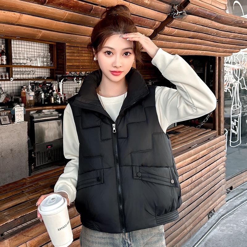 Autumn and Winter New Women's Sleeveless Stand-up Collar Vest Loose Short Down Cotton Vest Winter Coat