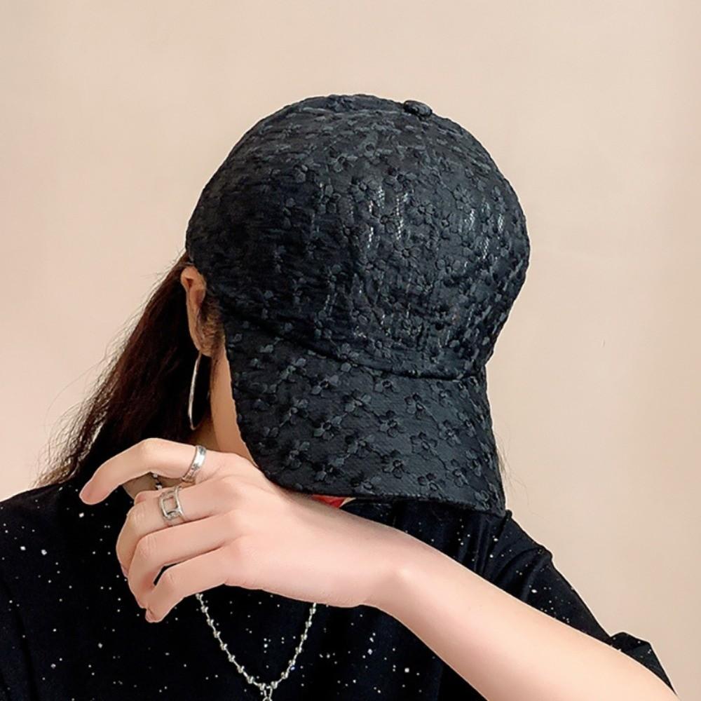 Breathable Fashion Women Hip Hop Korean Girls Flower Baseball Cap Lace Visors Cap Mesh Hat