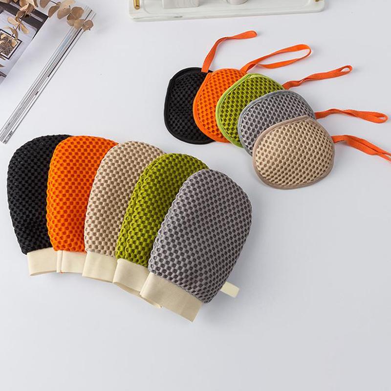 2-in-1 Bade-Luffa-Handschuh Doppelseitig Zum Entfernen von abgestorbenen Hautschüppchen und Schmutz Badehandschuh Duschlappen Schäumnetz Seifensäckchen Kann Seife hineinlegen
