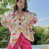 Sweet Floral Shirt for Women In Hong Kong Style Loose Medium-length Long-sleeved Sun-protective Top