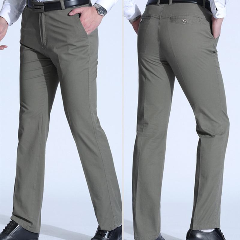 Summer  Plus Size Men's Business Casual Loose Cotton Bottoms Sweat-absorbent Thin Breathable Straight-leg Suit Pants KTB