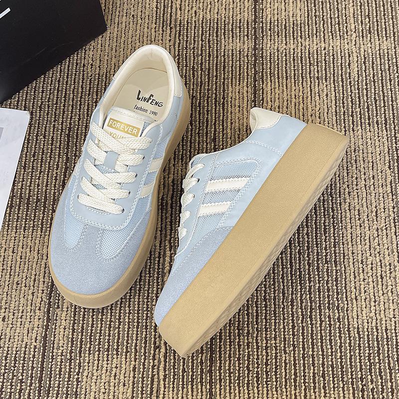 Red Platform Contrasting Color German Training Shoes Women's 2025 New Mesh Breathable Comfortable Non-slip Sports and Leisure Shoes