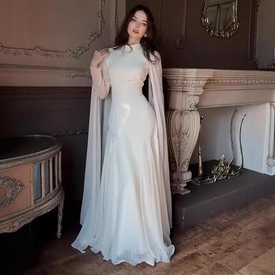 2025 Autumn French Fashion Women's Cloak Sleeve Dress with Cinched Waist and Large Swing Skirt