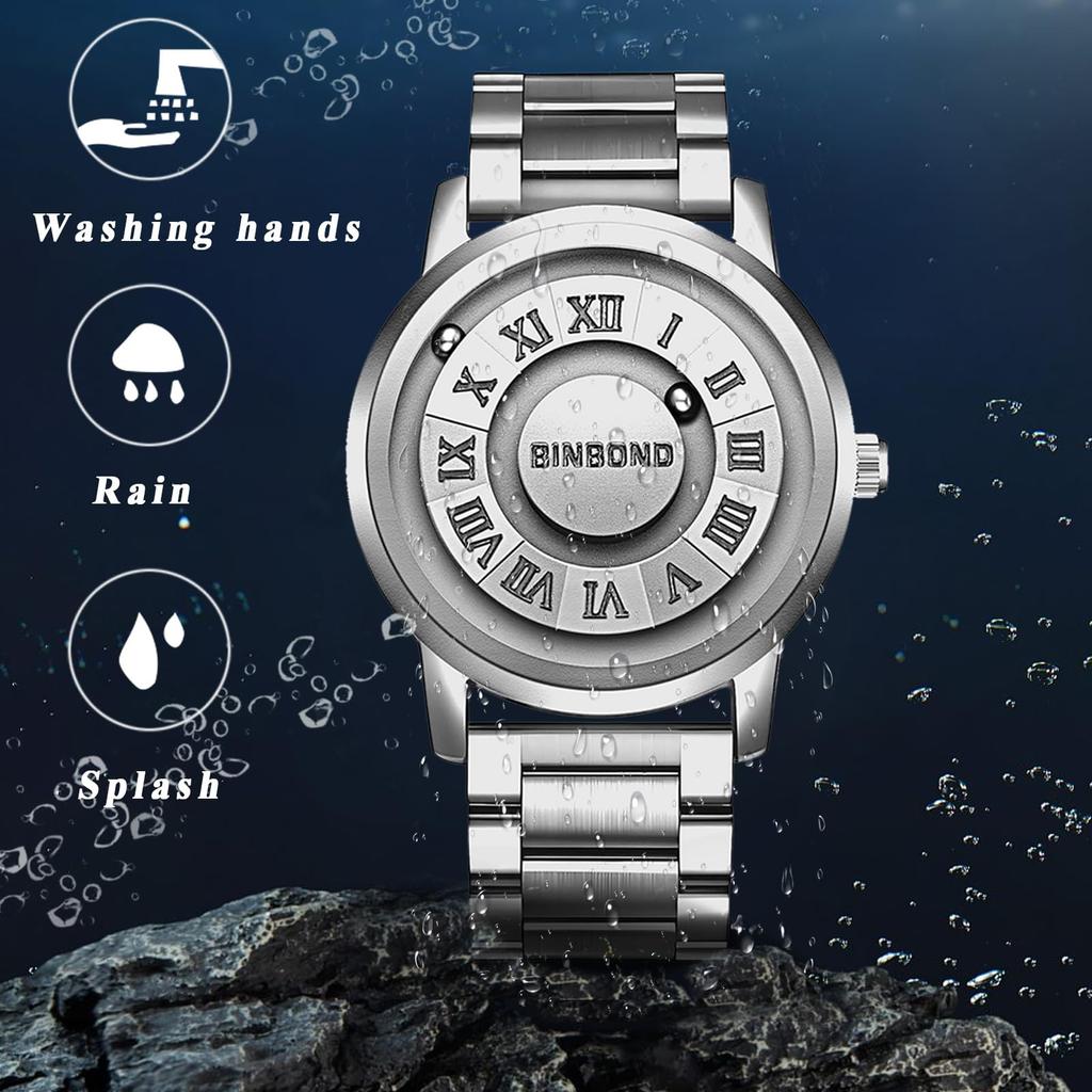 Edelstahl Magnetische Levitation Römisch Analog Quarz Geeignet für Stilvolles Modeaccessoire Perfektes Geschenk für oder Freund Herrenuhr Ziffern,