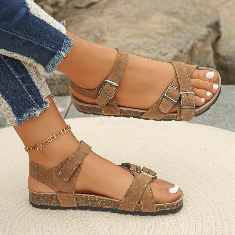 Outer size large size Birkenstock sandals New cross metal buckle platform sandals in summer