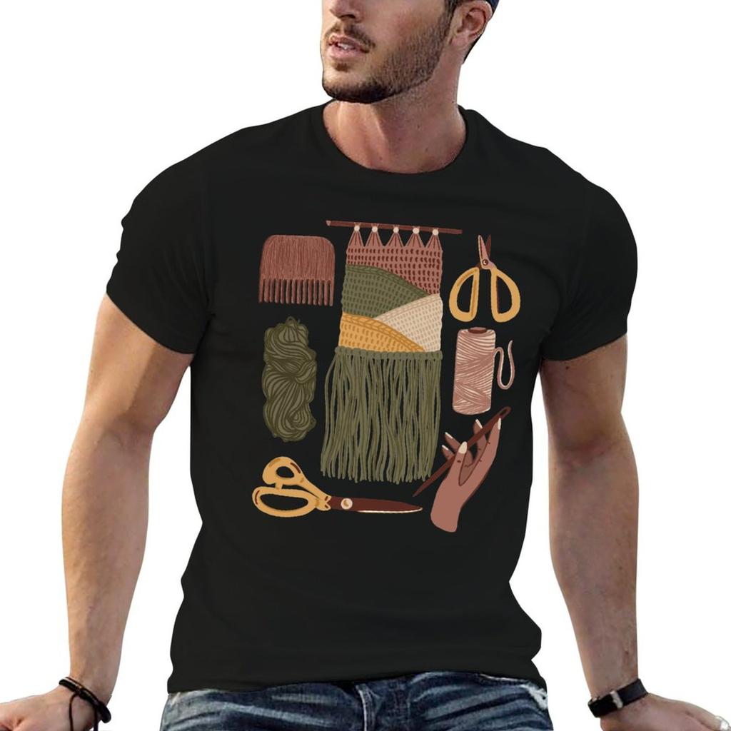 Weaving Flat Lay In Earthy Tones T-Shirt Man T Shirt Heavy Cotton T Shirts for Man Cotton Soft