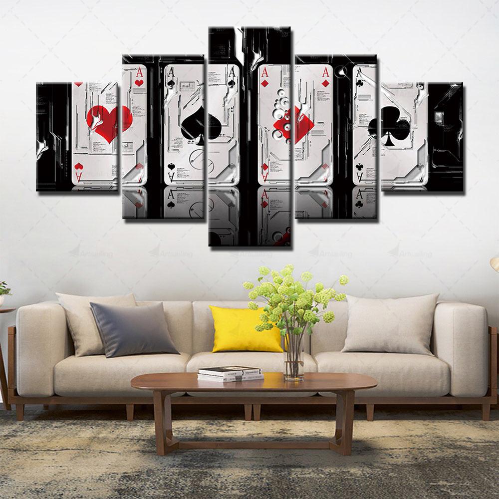 

Модульная HD печать Игральные карты Картины Домашнее украшение Живопись 5 штук Холст Плакат Каркас Настенный рисунок для гостиной