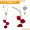 Partuto 1pcs Artificial Crystal Peach Heart Mink Hair Car Rear View Mirror Pendant Accessories Car Hanging Ornament Red