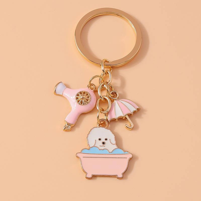 Cute Enamel Puppy Dog Keychain Cartoon Animal Key Ring Pendant for Women Girl Handbag Decor DIY Handmade Jewelry Gift