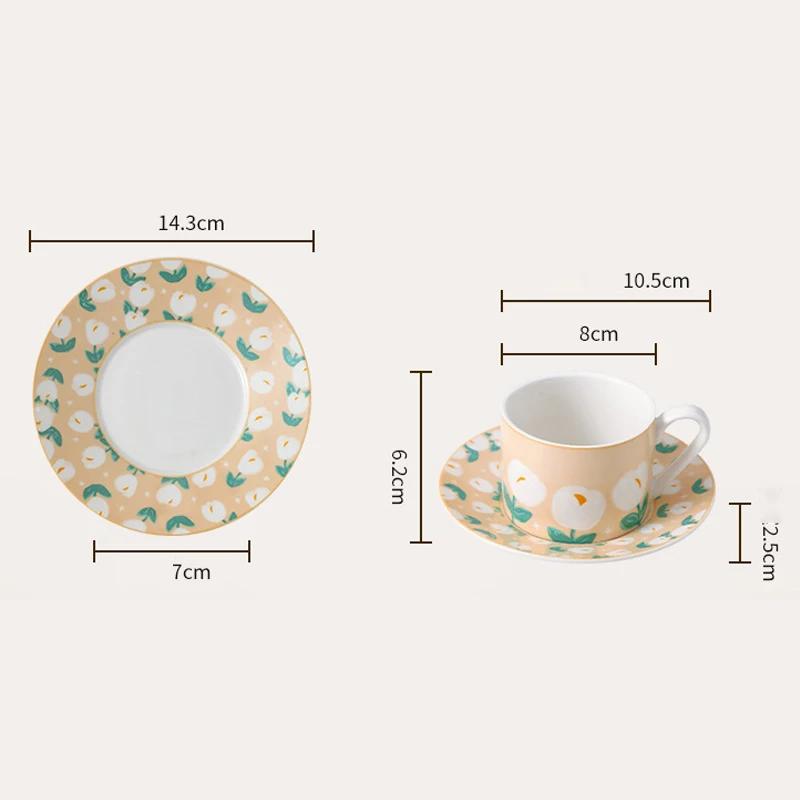Tulip Ceramic Coffee Cup Tea Juice Breakfast Mug Flower Shaped Afternoon Milk Cup with Saucer Drinking Water Cups.for Home Party