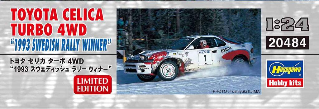 Hasegawa Scale Toyota Celica Turbo 4WD 1993 Swedish Rally Winner Plastic Model Kit 20484 1/24