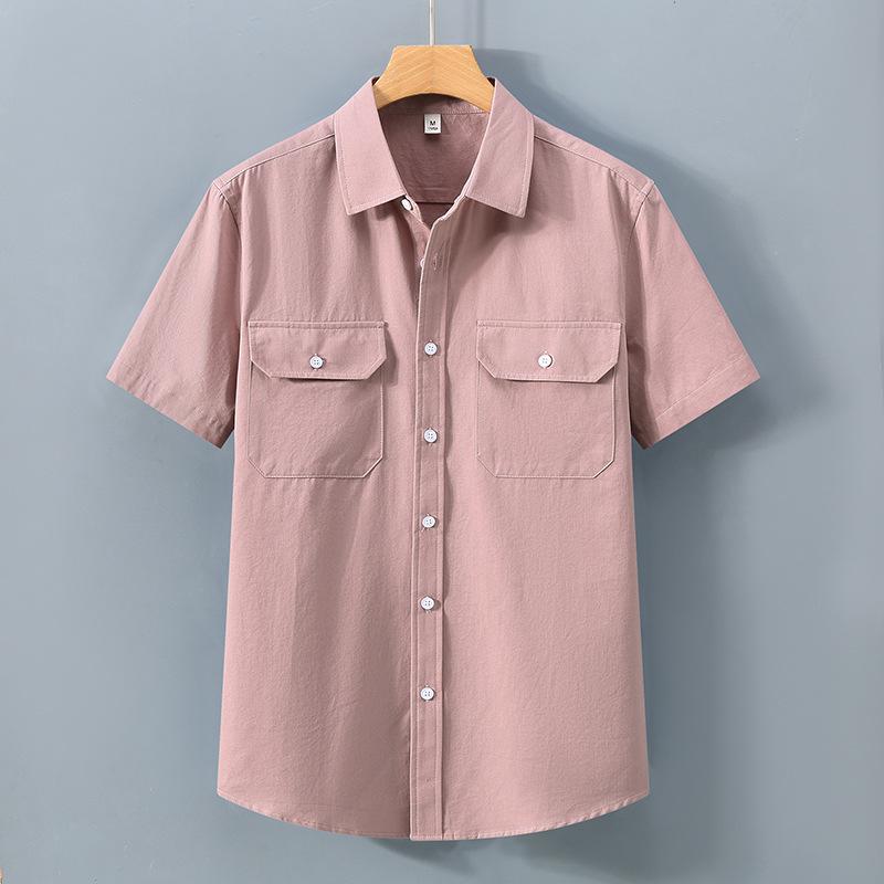 Men's Summer White Casual Double Pocket Cotton Shirt