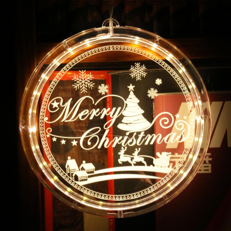 

3D рождественские огни Санта-Клауса, светодиодный ночник, подвесной светильник с присоской для двери, окна, праздничное украшение, гирлянды