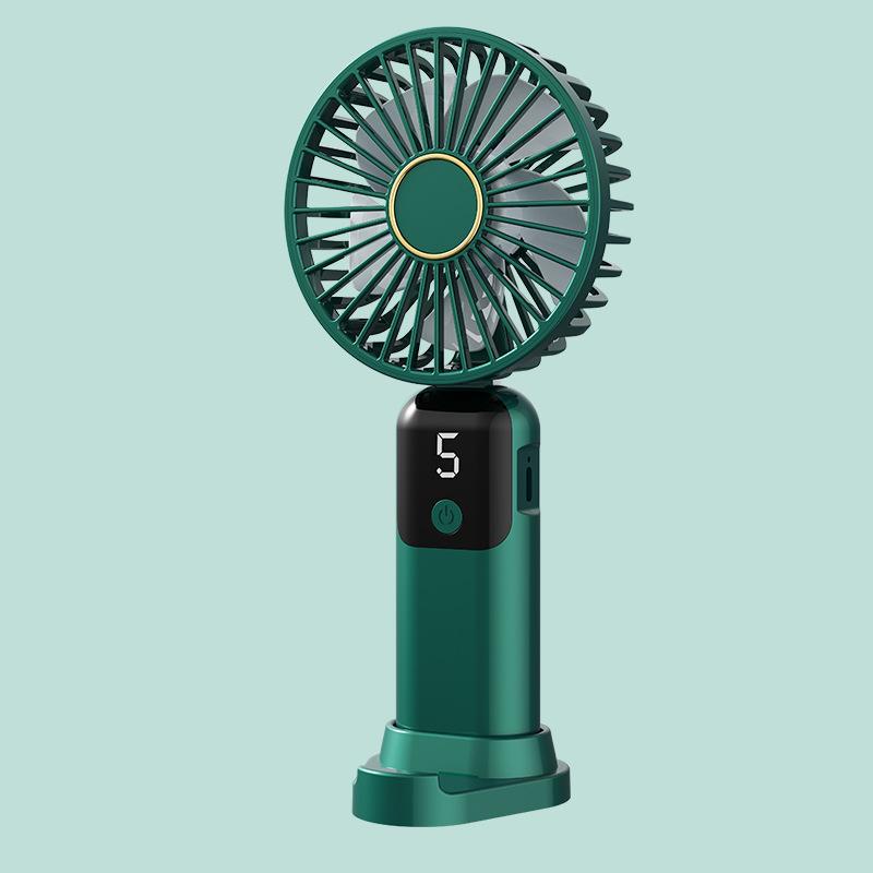 New Model Handheld Mini Foldable Electric Fan with Adjustable Neck Strap and Digital Display. Dormitory Neck-mounted Small Fan with Digital Display.