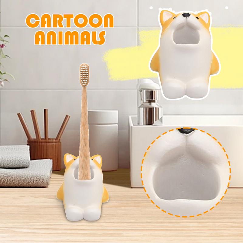 Suporte de Escova de Dentes de Resina Animal de Desenho Animado Suporte de Escova de Dentes Para Banheiro Organizador de Pasta de Dente Ornamento de Bancada
