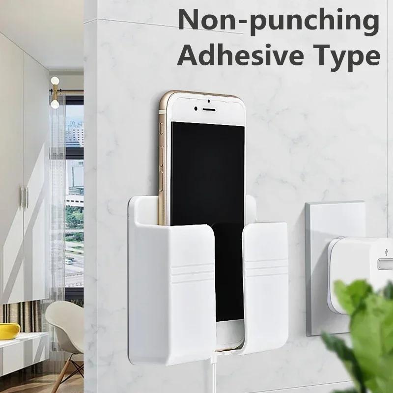 1pcs Universal Portable Home Living Room Charger Rack Shelf Wall Mount Abs Phone Holder Stand Mobile Stand Phone Holder