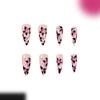 Long Stilettos Press On Nail Glossy Flower Design Artificial Fingernails 24pcs French Glittering Design