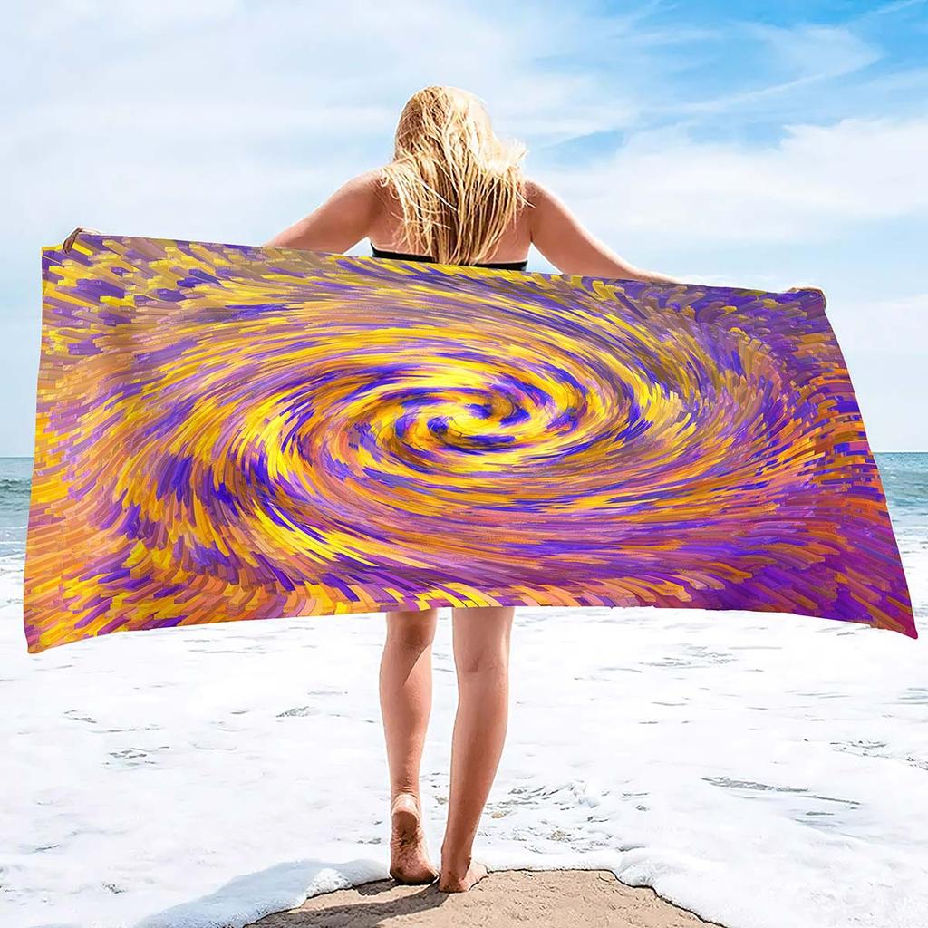 Colorful Whirlpool Series Seaside Vacation Beach Towel Swimming Bath Towel Microfiber Sports Towel