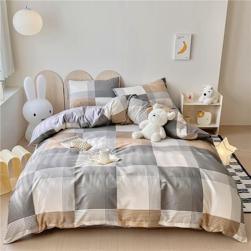 Set Husă Plapumă cu Model Geometric Modern 100% Bumbac Prietenos cu Pielea Husă Plapumă cu 2 Fețe de Pernă Set de Lenjerie de Pat Moale de Lux