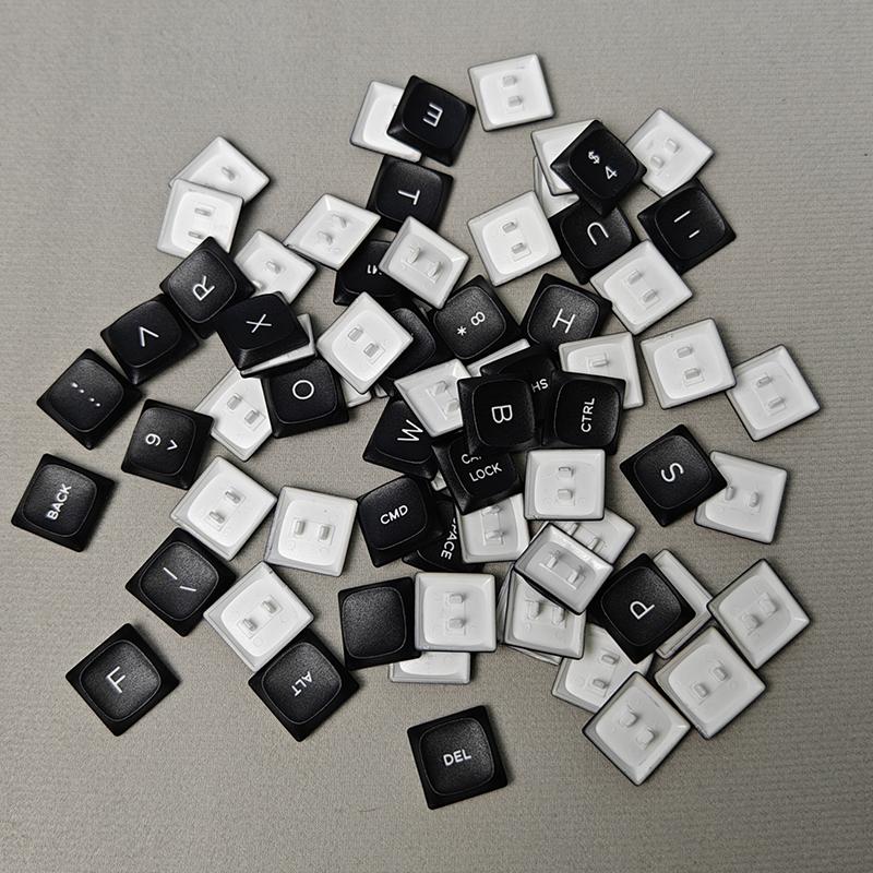 70Key Chocfox CFX Ultra Thin PBT Keycaps, Black White Transparent, Suitable for Kailh Choc V1 Mechanical Keyboard