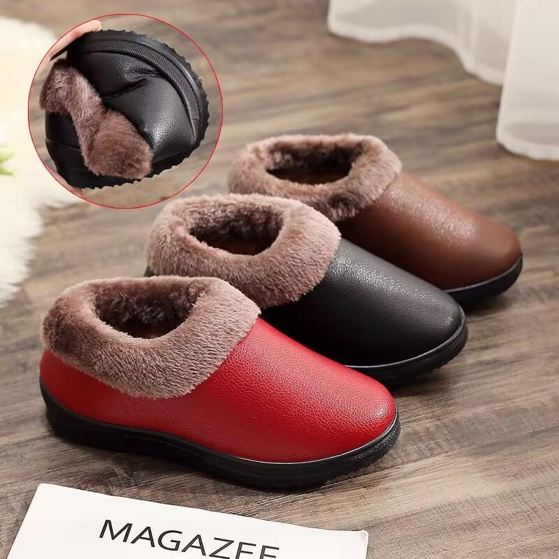 Autumn and winter new high-end warm home cotton shoes women's slippers fleece comfortable non-slip one-pedal women's shoes cotton slippers